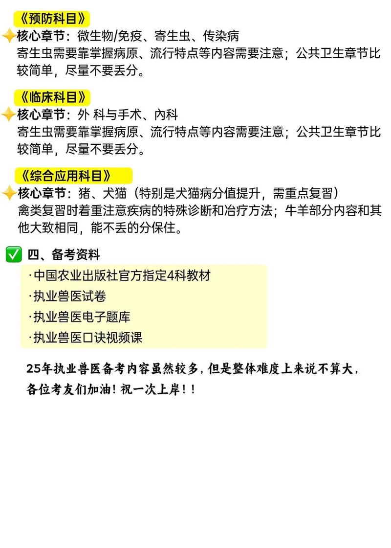 兽医资格证考试试题基础科目_兽医资格证考试大纲_2025年全国执业兽医资格考试大纲(兽医全科类)